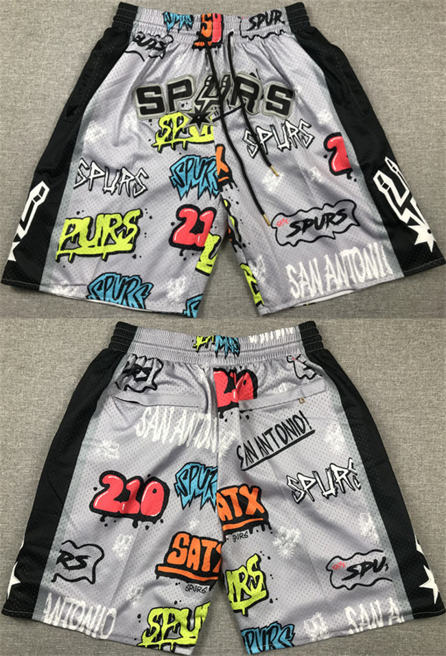 Men's San Antonio Spurs Black Grey Shorts (Run Small)