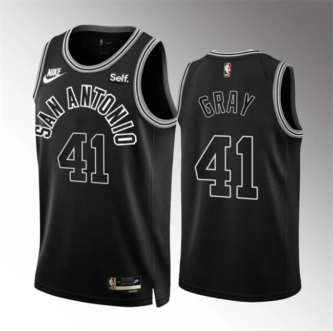 Men's San Antonio Spurs #41 Raiquan Gray 2022 23 Black Classic Edition Stitched Basketball Jersey Men's San Antonio Spurs #41 Raiquan Gray 2022 23 Black Classic Edition Stitched Basketball Jersey