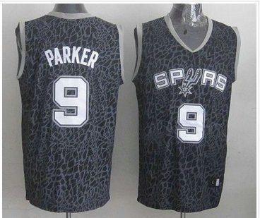 San Antonio Spurs #9 Tony Parker Black Crazy Light NBA Jersey San Antonio Spurs #9 Tony Parker Black Crazy Light NBA Jersey