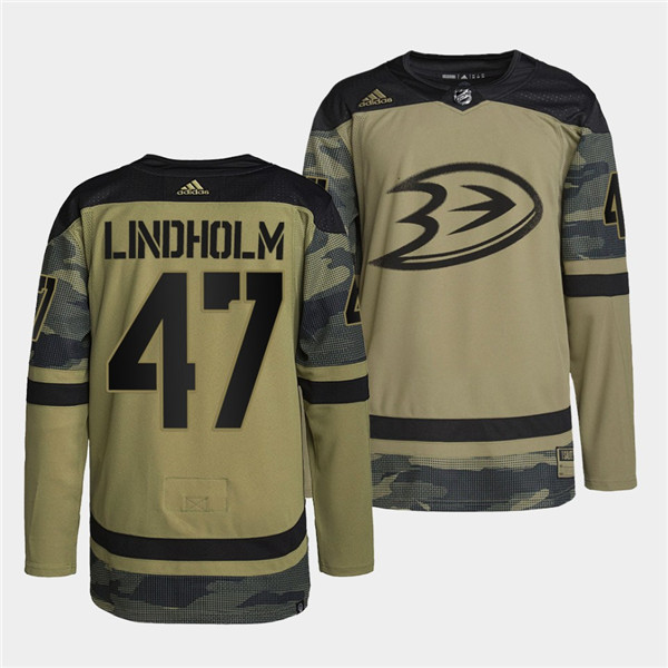 Men's Anaheim Ducks #47 Hampus Lindholm 2022 Camo Military Appreciation Night Stitched Jersey Men's Anaheim Ducks #47 Hampus Lindholm 2022 Camo Military Appreciation Night Stitched Jersey