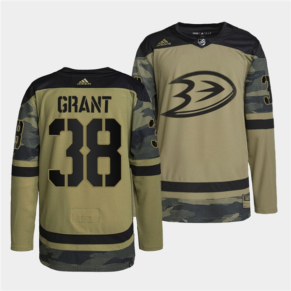 Men's Anaheim Ducks #38 Derek Grant 2022 Camo Military Appreciation Night Stitched Jersey Men's Anaheim Ducks #38 Derek Grant 2022 Camo Military Appreciation Night Stitched Jersey