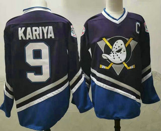 Men's Anaheim Ducks #9 Paul Kariya 1995-96 Purple CCM Vintage Throwback Jersey Men's Anaheim Ducks #9 Paul Kariya 1995-96 Purple CCM Vintage Throwback Jersey