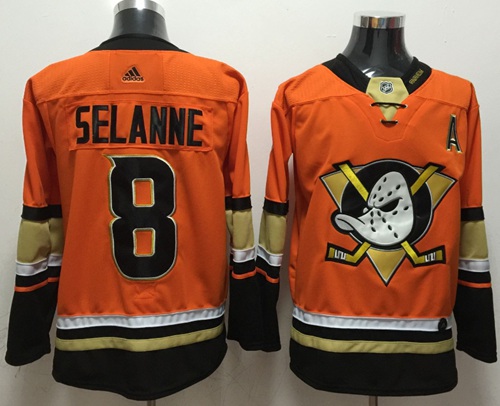 Adidas Ducks #8 Teemu Selanne Orange Authentic Stitched NHL Adidas Ducks #8 Teemu Selanne Orange Authentic Stitched NHL