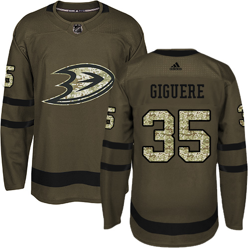 Adidas Ducks #35 Jean-Sebastien Giguere Green Salute to Service Stitched NHL Jersey Adidas Ducks #35 Jean-Sebastien Giguere Green Salute to Service Stitched NHL Jersey