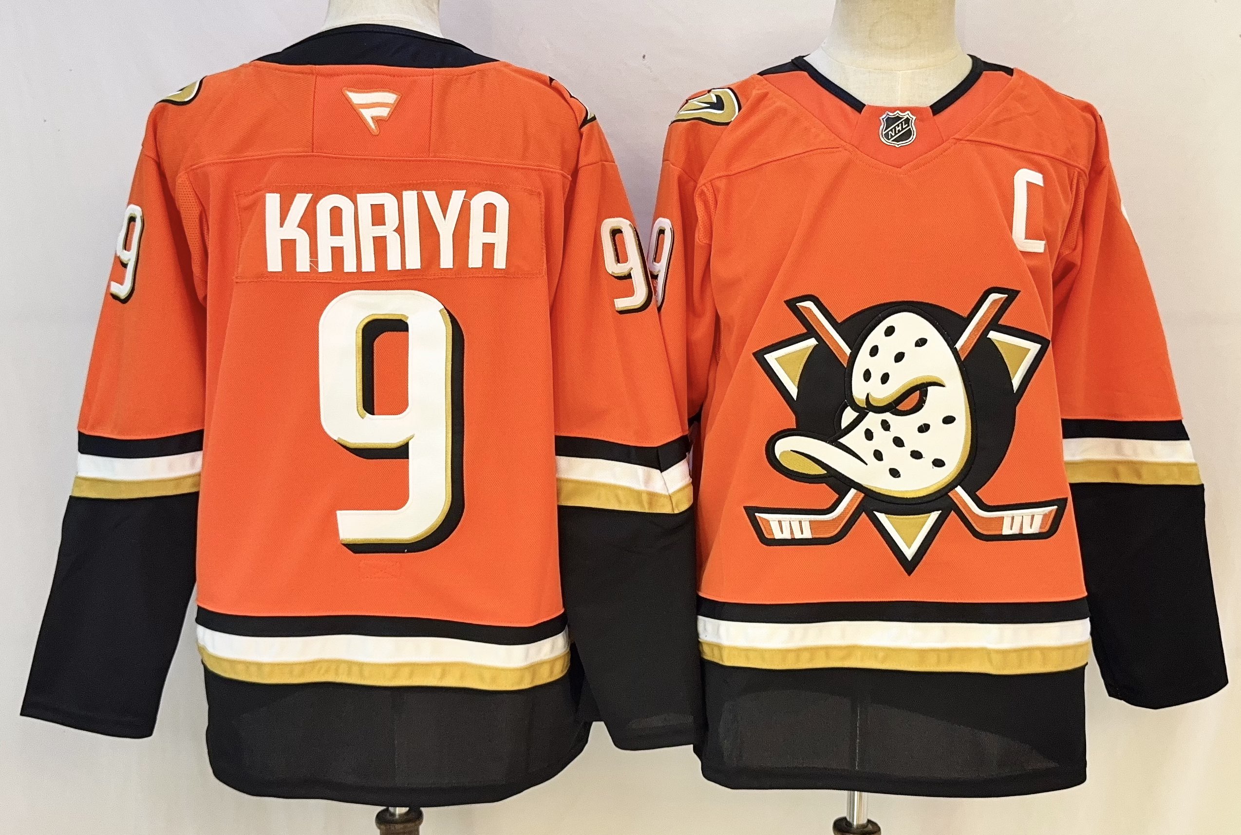 Men's Anaheim Ducks #9 Paul Kariya Orange 2026 With C Patch Home Stitched Hockey Jersey Men's Anaheim Ducks #9 Paul Kariya Orange 2026 With C Patch Home Stitched Hockey Jersey