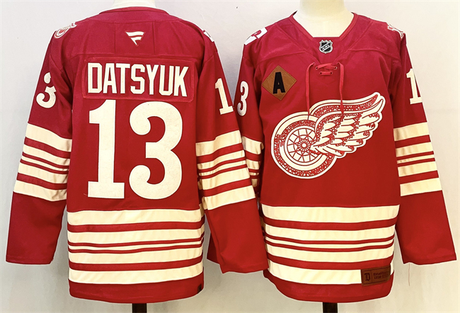 Men's Detroit Red Wings #13 Pavel Datsyuk Red 2025-26 With A Patch Centennial Premium Stitched Hockey Jersey Men's Detroit Red Wings #13 Pavel Datsyuk Red 2025-26 With A Patch Centennial Premium Stitched Hockey Jersey