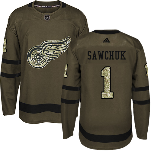 Adidas Red Wings #1 Terry Sawchuk Green Salute to Service Stitched NHL Jersey Adidas Red Wings #1 Terry Sawchuk Green Salute to Service Stitched NHL Jersey