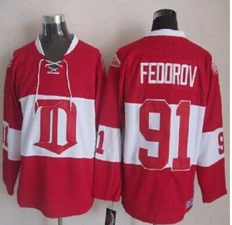Detroit Red Wings #91 Sergei Fedorov Red Winter Classic CCM Throwback Stitched NHL Jersey Detroit Red Wings #91 Sergei Fedorov Red Winter Classic CCM Throwback Stitched NHL Jersey