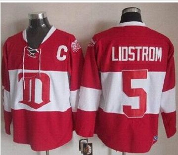 Detroit Red Wings #5 Nicklas Lidstrom Red Winter Classic CCM Throwback Stitched NHL jersey Detroit Red Wings #5 Nicklas Lidstrom Red Winter Classic CCM Throwback Stitched NHL jersey