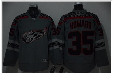 Detroit Red Wings #35 Jimmy Howard Charcoal Cross Check Fashion Stitched NHL Jersey Detroit Red Wings #35 Jimmy Howard Charcoal Cross Check Fashion Stitched NHL Jersey