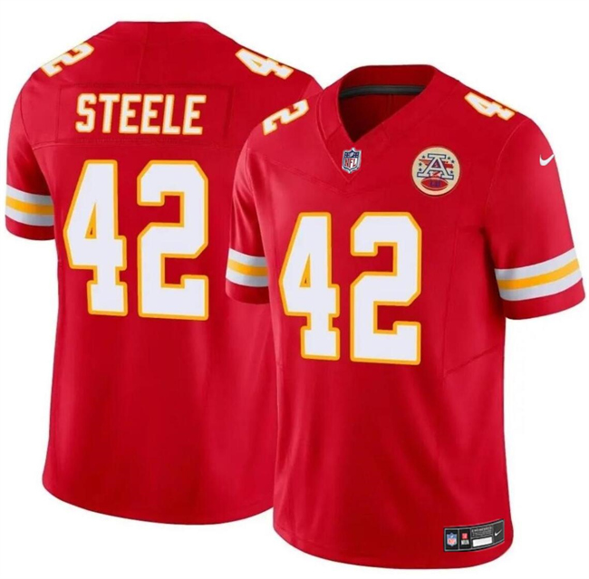 Men’s Kansas City Chiefs #42 Carson Steele Red 2023 F.U.S.E Vapor Untouchable Limited Stitched Football Jersey Men’s Kansas City Chiefs #42 Carson Steele Red 2023 F.U.S.E Vapor Untouchable Limited Stitched Football Jersey
