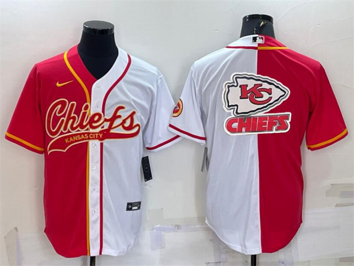 Men's Kansas City Chiefs Red White Team Big Logo With Patch Cool Base Stitched Baseball Jersey Men's Kansas City Chiefs Red White Team Big Logo With Patch Cool Base Stitched Baseball Jersey