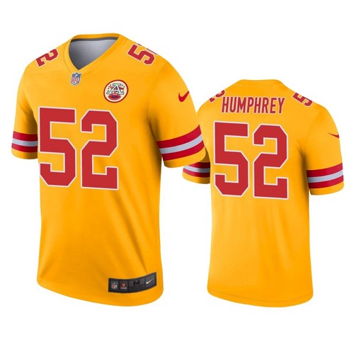Men Kansas City Chiefs #52 Creed Humphrey Gold Inverted Legend Jersey Men Kansas City Chiefs #52 Creed Humphrey Gold Inverted Legend Jersey