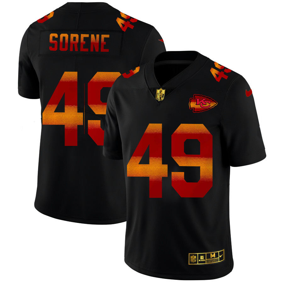 Kansas City Chiefs #49 Daniel Sorensen Men's Black Nike Red Orange Stripe Vapor Limited NFL Jersey Kansas City Chiefs #49 Daniel Sorensen Men's Black Nike Red Orange Stripe Vapor Limited NFL Jersey