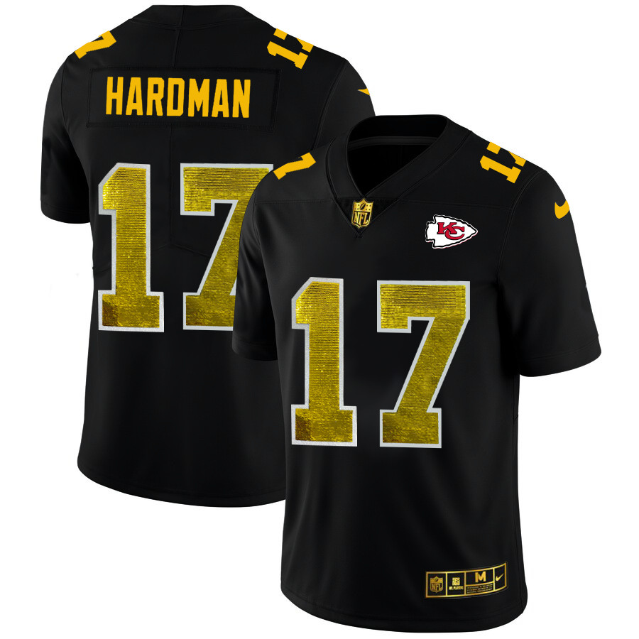 Kansas City Chiefs #17 Mecole Hardman Men's Black Nike Golden Sequin Vapor Limited NFL Jersey Kansas City Chiefs #17 Mecole Hardman Men's Black Nike Golden Sequin Vapor Limited NFL Jersey