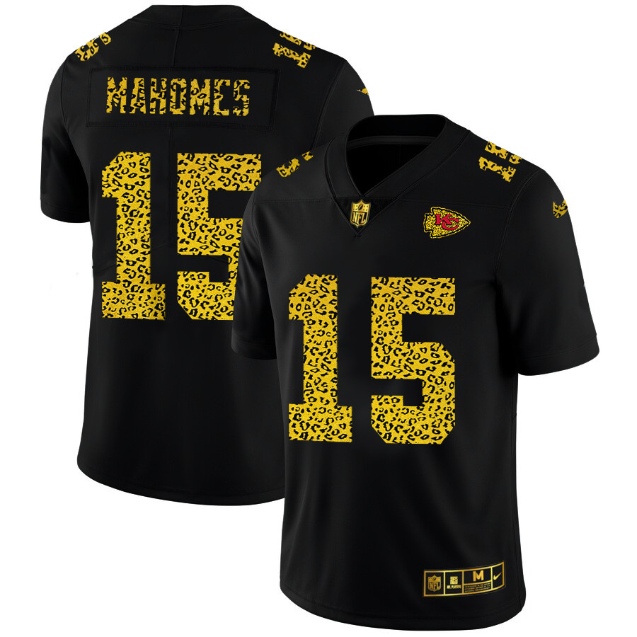 Kansas City Chiefs #15 Patrick Mahomes Men's Nike Leopard Print Fashion Vapor Limited NFL Jersey Black Kansas City Chiefs #15 Patrick Mahomes Men's Nike Leopard Print Fashion Vapor Limited NFL Jersey Black
