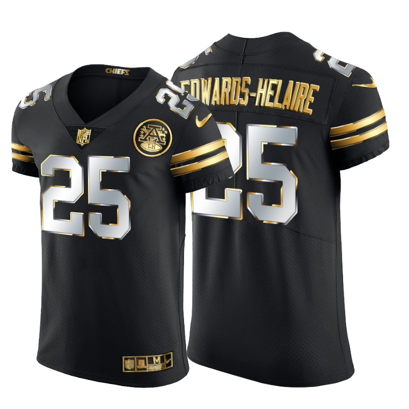 Kansas City Chiefs #25 Clyde Edwards-Helaire Men's Nike Black Edition Vapor Untouchable Elite NFL Jersey Kansas City Chiefs #25 Clyde Edwards-Helaire Men's Nike Black Edition Vapor Untouchable Elite NFL Jersey