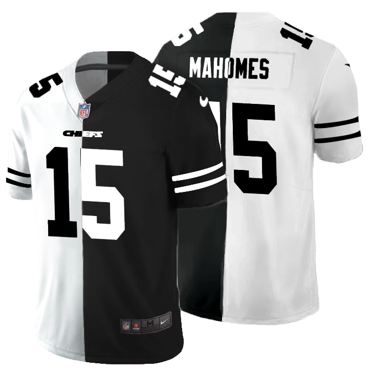 Kansas City Chiefs #15 Patrick Mahomes Men's Black V White Peace Split Nike Vapor Untouchable Limited NFL Jersey Kansas City Chiefs #15 Patrick Mahomes Men's Black V White Peace Split Nike Vapor Untouchable Limited NFL Jersey