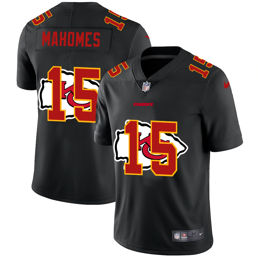 Kansas City Chiefs #15 Patrick Mahomes Men's Nike Team Logo Dual Overlap Limited NFL Jersey Black Kansas City Chiefs #15 Patrick Mahomes Men's Nike Team Logo Dual Overlap Limited NFL Jersey Black