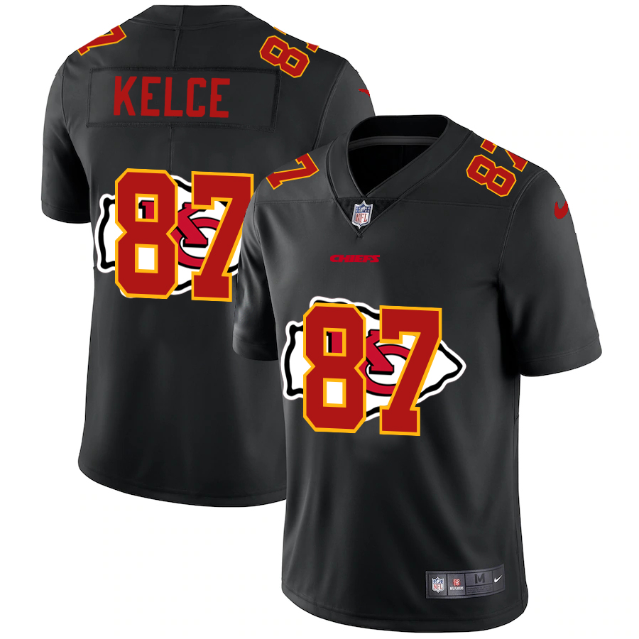 Kansas City Chiefs #87 Travis Kelce Men's Nike Team Logo Dual Overlap Limited NFL Jersey Black Kansas City Chiefs #87 Travis Kelce Men's Nike Team Logo Dual Overlap Limited NFL Jersey Black