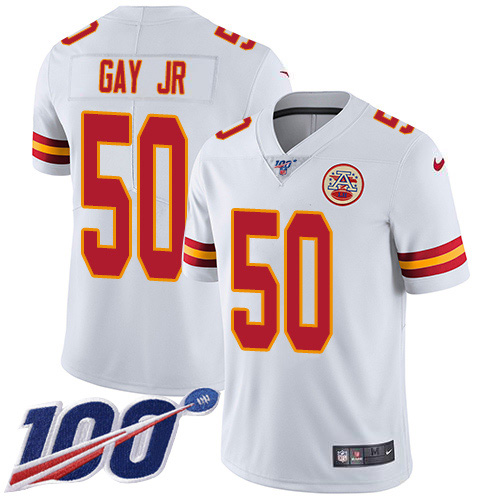 Nike Chiefs #50 Willie Gay Jr. White Men's Stitched NFL 100th Season Vapor Untouchable Limited Jersey Nike Chiefs #50 Willie Gay Jr. White Men's Stitched NFL 100th Season Vapor Untouchable Limited Jersey