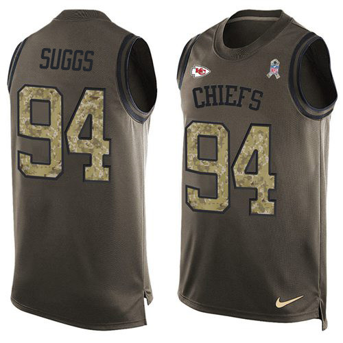 Nike Chiefs #94 Terrell Suggs Green Men's Stitched NFL Limited Salute To Service Tank Top Jersey Nike Chiefs #94 Terrell Suggs Green Men's Stitched NFL Limited Salute To Service Tank Top Jersey