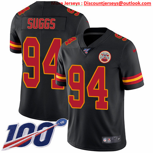 Nike Chiefs #94 Terrell Suggs Black Men's Stitched NFL Limited Rush 100th Season Jersey Nike Chiefs #94 Terrell Suggs Black Men's Stitched NFL Limited Rush 100th Season Jersey