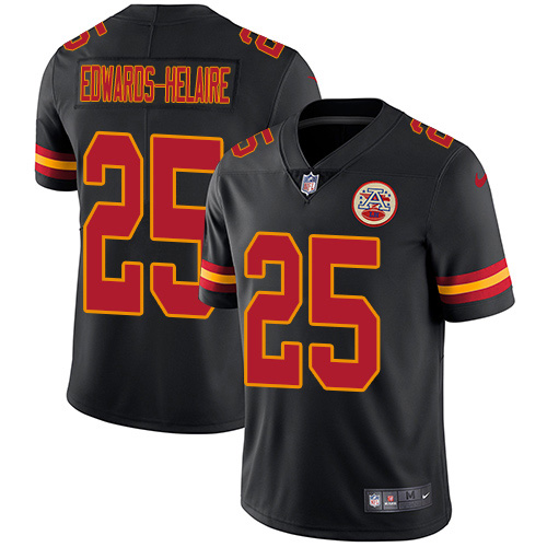 Nike Chiefs #25 Clyde Edwards-Helaire Black Men's Stitched NFL Limited Rush Jersey Nike Chiefs #25 Clyde Edwards-Helaire Black Men's Stitched NFL Limited Rush Jersey