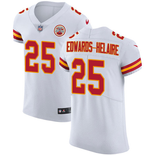 Nike Chiefs #25 Clyde Edwards-Helaire White Men's Stitched NFL New Elite Jersey Nike Chiefs #25 Clyde Edwards-Helaire White Men's Stitched NFL New Elite Jersey