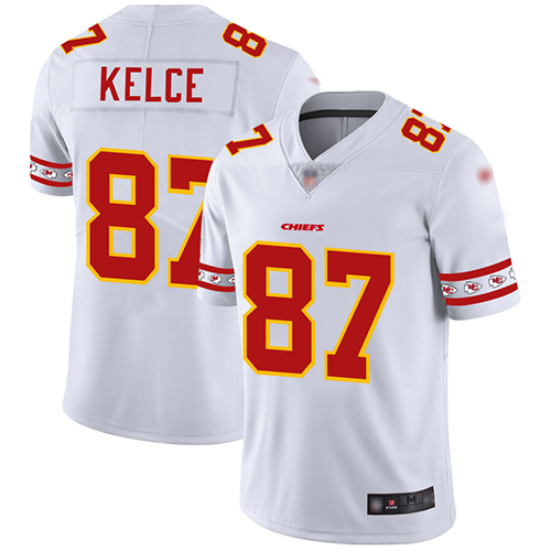 Chiefs #87 Travis Kelce White Men's Stitched Football Limited Team Logo Fashion Jersey Chiefs #87 Travis Kelce White Men's Stitched Football Limited Team Logo Fashion Jersey