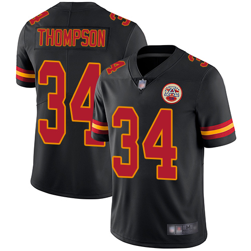 Chiefs #34 Darwin Thompson Black Men's Stitched Football Limited Rush Jersey