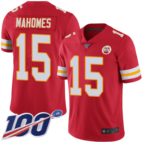 Nike Chiefs #15 Patrick Mahomes Red Team Color Men's Stitched Football 100th Season Vapor Limited Jersey Nike Chiefs #15 Patrick Mahomes Red Team Color Men's Stitched Football 100th Season Vapor Limited Jersey