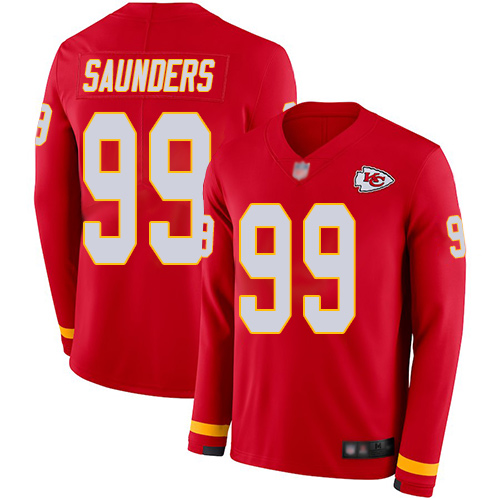 Chiefs #99 Khalen Saunders Red Team Color Men's Stitched Football Limited Therma Long Sleeve Jersey Chiefs #99 Khalen Saunders Red Team Color Men's Stitched Football Limited Therma Long Sleeve Jersey
