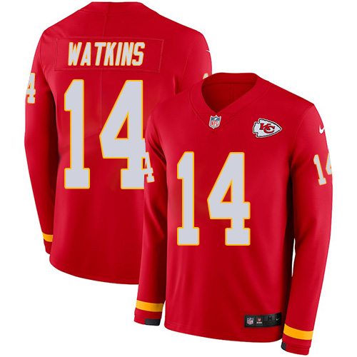 Nike Chiefs #14 Sammy Watkins Red Team Color Men's Stitched NFL Limited Therma Long Sleeve Jersey Nike Chiefs #14 Sammy Watkins Red Team Color Men's Stitched NFL Limited Therma Long Sleeve Jersey