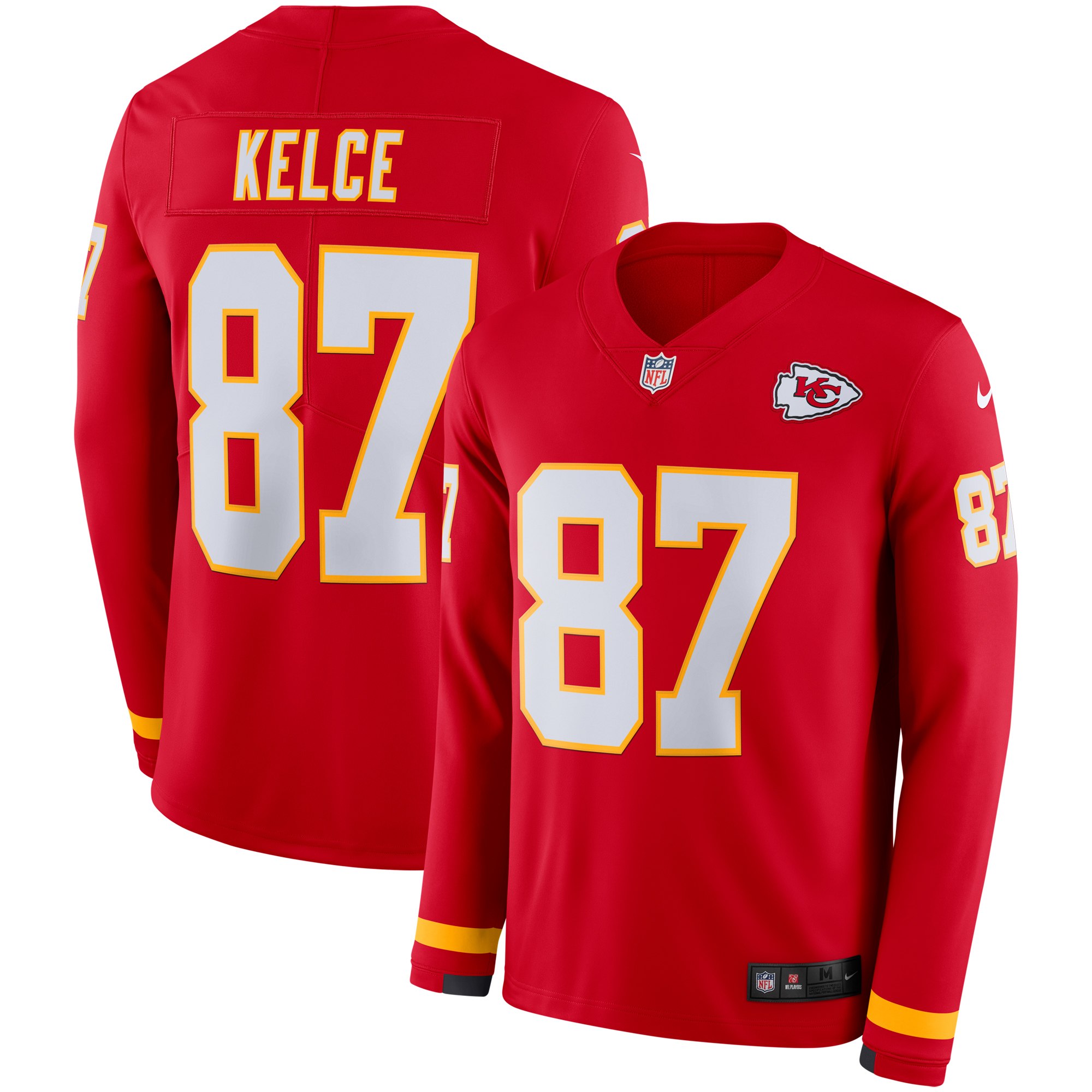 Nike Chiefs 87 Travis Kelce Red Therma Long Sleeve Jersey Nike Chiefs 87 Travis Kelce Red Therma Long Sleeve Jersey