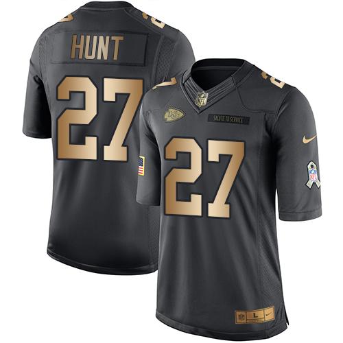Nike Chiefs #27 Kareem Hunt Black Men's Stitched NFL Limited Gold Salute To Service Jersey Nike Chiefs #27 Kareem Hunt Black Men's Stitched NFL Limited Gold Salute To Service Jersey
