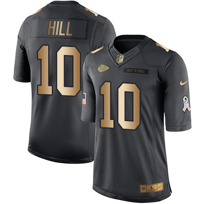 Nike Chiefs #10 Tyreek Hill Black Men's Stitched NFL Limited Gold Salute To Service Jersey Nike Chiefs #10 Tyreek Hill Black Men's Stitched NFL Limited Gold Salute To Service Jersey