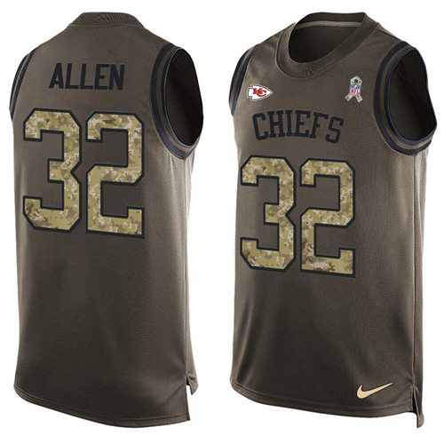 Nike Chiefs #32 Marcus Allen Green Men's Stitched NFL Limited Salute To Service Tank Top Jersey Nike Chiefs #32 Marcus Allen Green Men's Stitched NFL Limited Salute To Service Tank Top Jersey