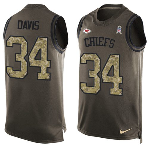 Nike Chiefs #34 Knile Davis Green Men's Stitched NFL Limited Salute To Service Tank Top Jersey Nike Chiefs #34 Knile Davis Green Men's Stitched NFL Limited Salute To Service Tank Top Jersey