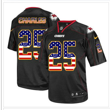 NEW Kansas City Chiefs #25 Jamaal Charles Black NFL Elite USA Flag Fashion Jersey NEW Kansas City Chiefs #25 Jamaal Charles Black NFL Elite USA Flag Fashion Jersey