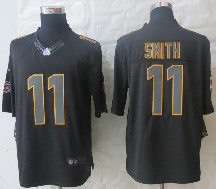 NEW NFL Kansas City Chiefs 11 E.Smith Black Jerseys(Impact Limited)