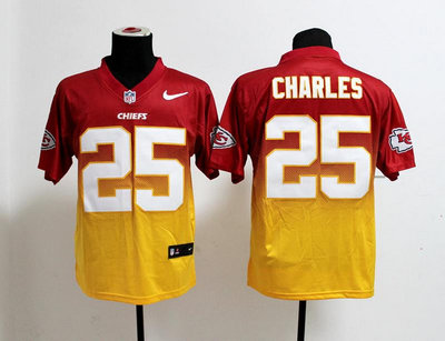 NEW Kansas City Chiefs 25 Jamaal Charles Red Yellow Drift Fashion II Elite NFL Jerseys