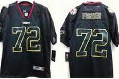 NEW Kansas City Chiefs 72 Eric Fisher Black Light Out Elite NFL Jerseys