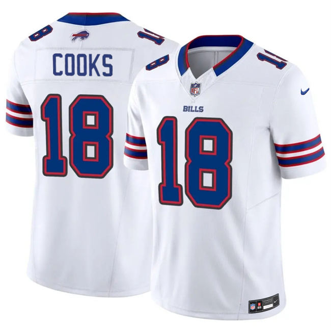 Men's Buffalo Bills #18 Brandin Cooks White 2025 F.U.S.E. Vapor Untouchable Limited Stitched Football Jersey Men's Buffalo Bills #18 Brandin Cooks White 2025 F.U.S.E. Vapor Untouchable Limited Stitched Football Jersey