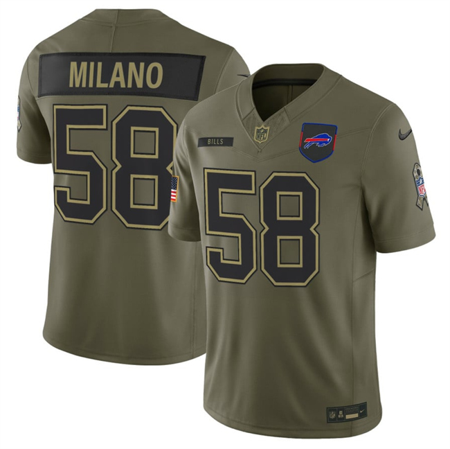 Men's Buffalo Bills #58 Matt Milano Olive 2025 F.U.S.E. Salute to Service Limited Stitched Football Jersey Men's Buffalo Bills #58 Matt Milano Olive 2025 F.U.S.E. Salute to Service Limited Stitched Football Jersey