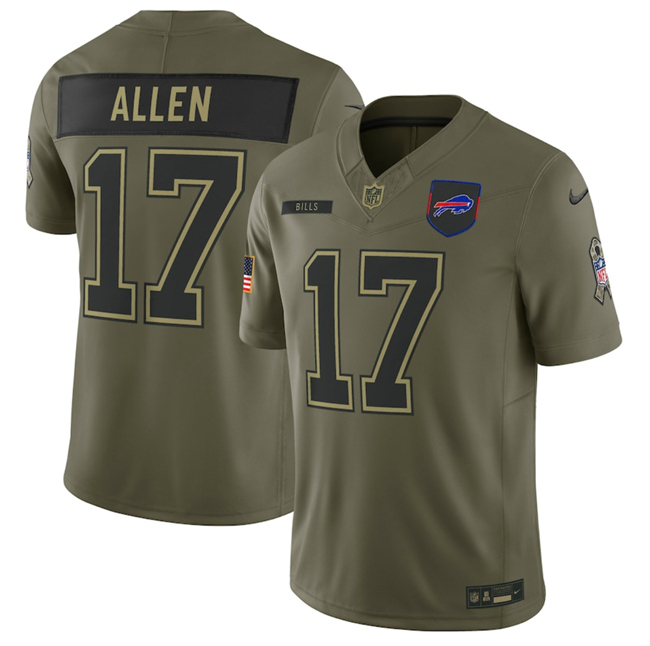 Men's Buffalo Bills #17 Josh Allen Olive 2025 Salute to Service Limited Stitched Football Jersey Men's Buffalo Bills #17 Josh Allen Olive 2025 Salute to Service Limited Stitched Football Jersey