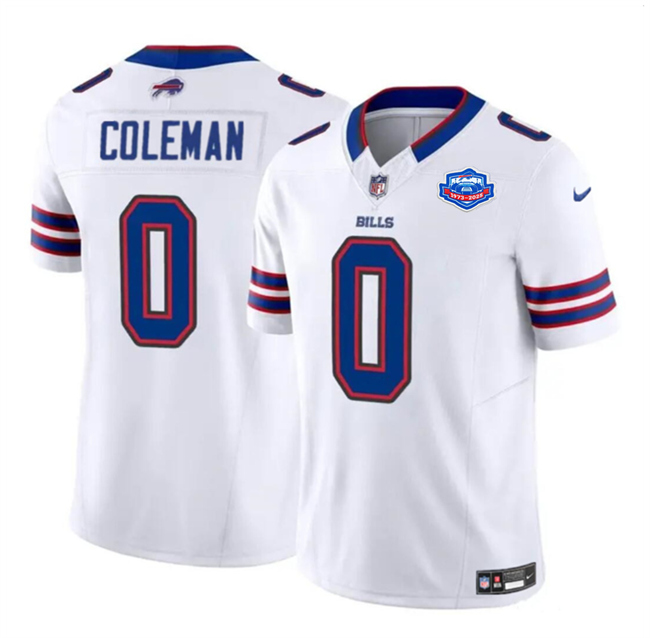 Men's Buffalo Bills #0 Keon Coleman White 2025 F.U.S.E. With Farewell Patch Vapor Untouchable Limited Stitched Football Jersey Men's Buffalo Bills #0 Keon Coleman White 2025 F.U.S.E. With Farewell Patch Vapor Untouchable Limited Stitched Football Jersey
