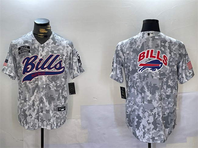 Men's Buffalo Bills Team Big Logo 2024 Arctic Camo Salute To Service Stitched Baseball Jersey Men's Buffalo Bills Team Big Logo 2024 Arctic Camo Salute To Service Stitched Baseball Jersey