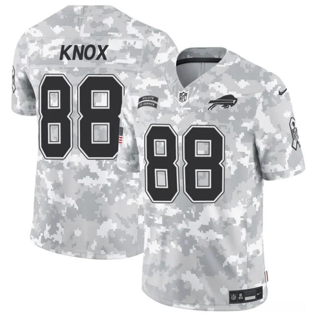 Men's Buffalo Bills #88 Dawson Knox 2024 F.U.S.E Arctic Camo Salute To Service Limited Stitched Football Jersey Men's Buffalo Bills #88 Dawson Knox 2024 F.U.S.E Arctic Camo Salute To Service Limited Stitched Football Jersey