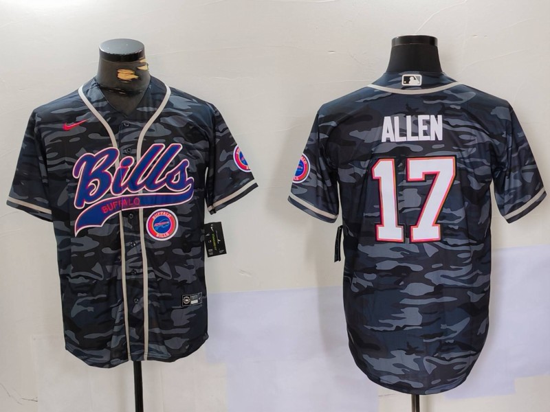 Men's Buffalo Bills #17 Josh Allen Camo Team Cool Base Stitched Baseball Jersey Men's Buffalo Bills #17 Josh Allen Camo Team Cool Base Stitched Baseball Jersey